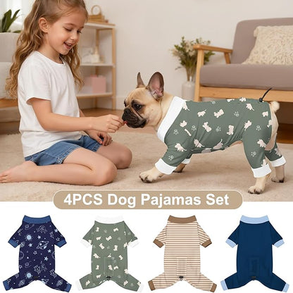 Bienbee Dog Pajamas, 4 Pack Dog Recovery Suit Shedding Suit Cute Soft Puppy - Image 2