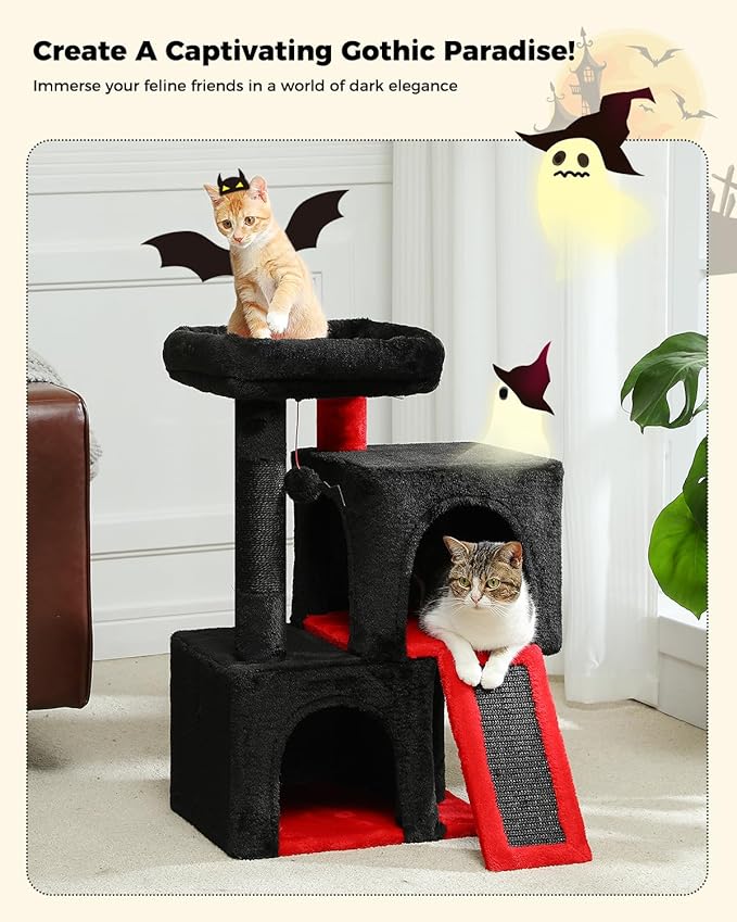 PAWZ Road Gothic Cat Tree, 30 Inches Black Cat Tower - Image 3