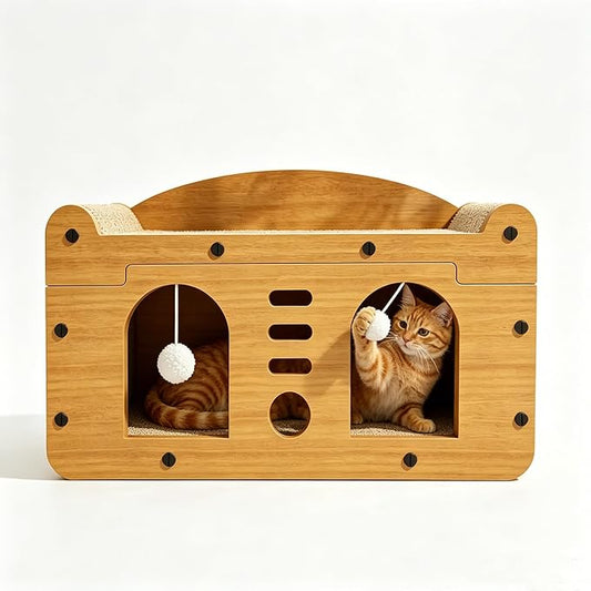 Cat Scratcher House, 2-in-1 Cardboard Cat House by Unknown