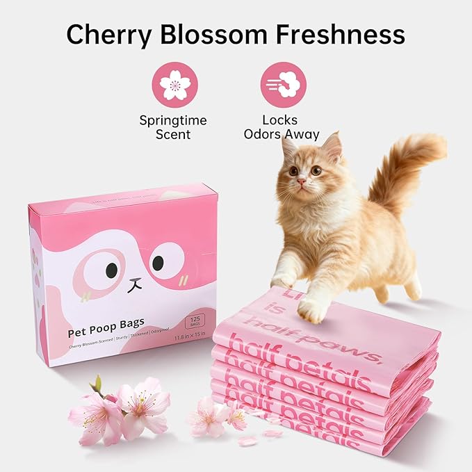 125 Count Cat Poop Bags Cherry Blossom Scented - Image 2