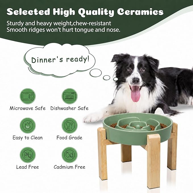 Elevated Slow Feeder Dog Bowl Large Breed, 8.8 Inch Ceramic Slow Eating Bowl - Image 4