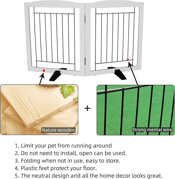 ZJSF Freestanding Dog Fence Indoor, Foldable Dog Gate - Image 6