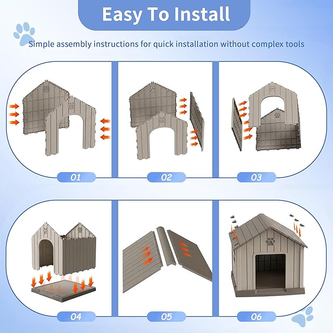 DRATO Outdoor Dog House Waterproof Roof, Large Capacity Pet House - Image 5