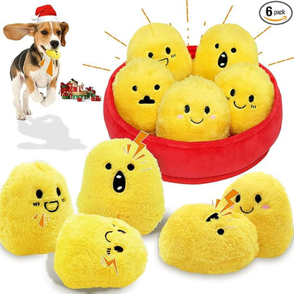 YZHDUXIU Dog Squeak Toys, 6 Pack Chicken Nugget Dogs Push Toys Interactive by Yzhduxiu