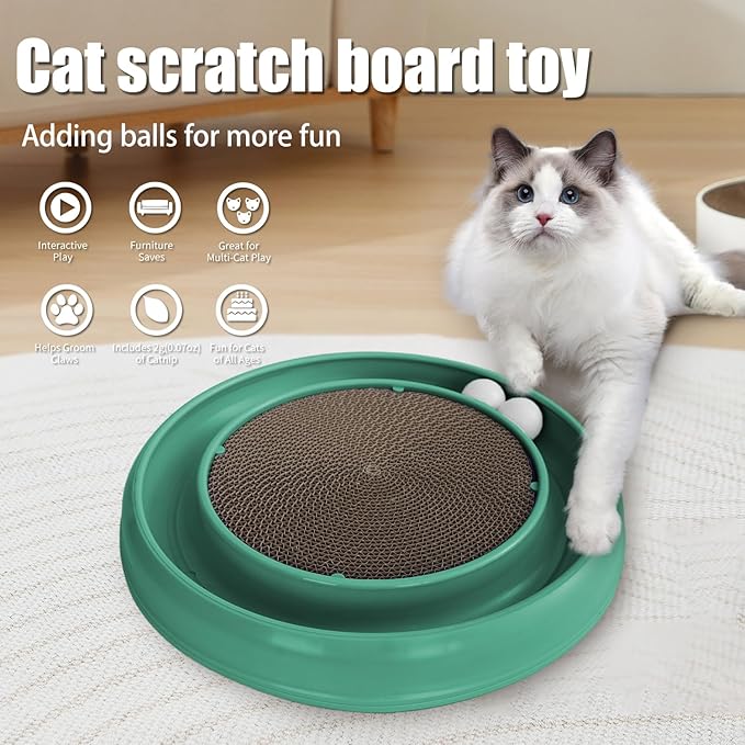 Cat Scratcher Toy Ball Track for Indoor Cats, Round Interactive Scratching - Image 3