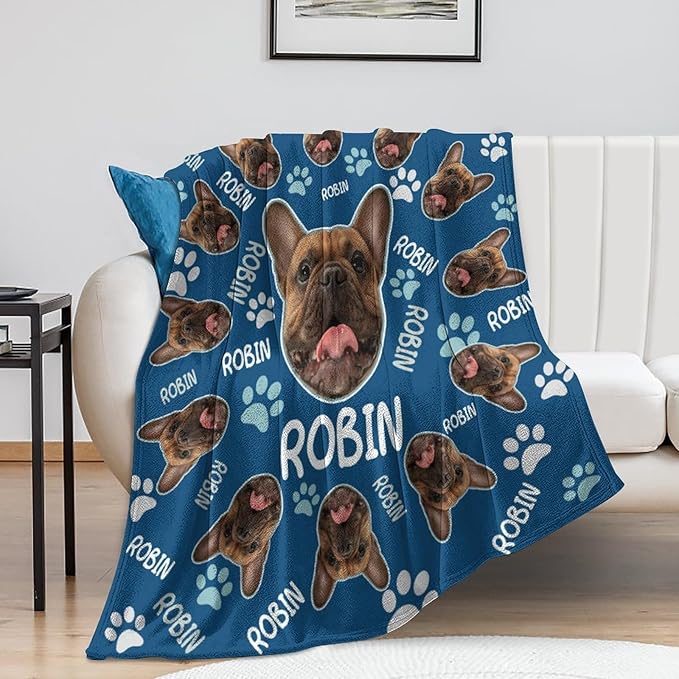 Custom Paw Prints Pet Name Blanket Personalized Dog Memory Blankets - Image 5