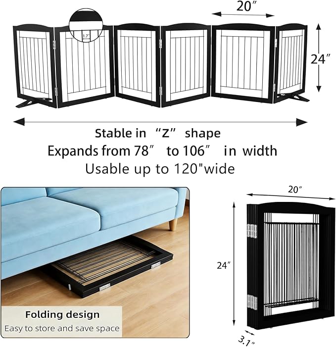 ZJSF Freestanding Dog Fence Indoor, Foldable Dog Gate - Image 7