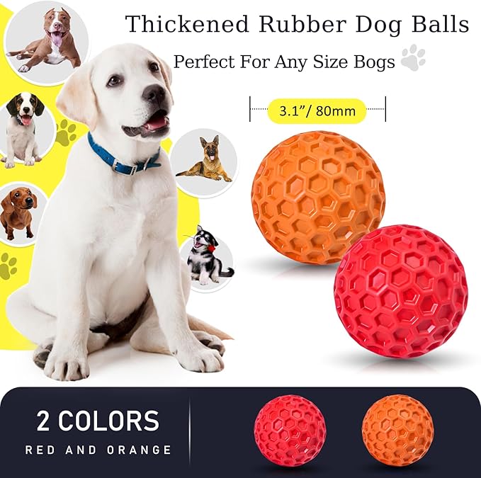 2 Pack Indestructible Squeaky Dog Balls - Image 2