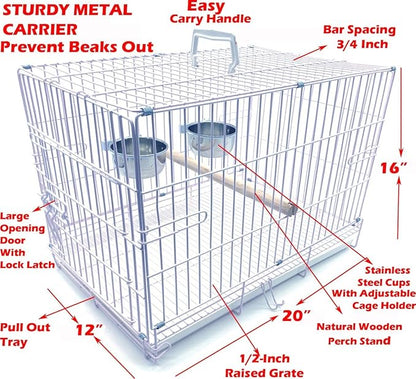 Durable Easy Portable Metal Travel or Veterinary Collapsable Parrot Bird - Image 3