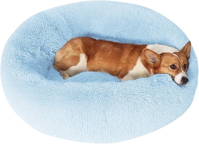 JOLLYVOGUE Dog Bed, Calming Anti-Anxiety Large Dog Bed, Fluffy Donut Cushion by JOLLYVOGUE
