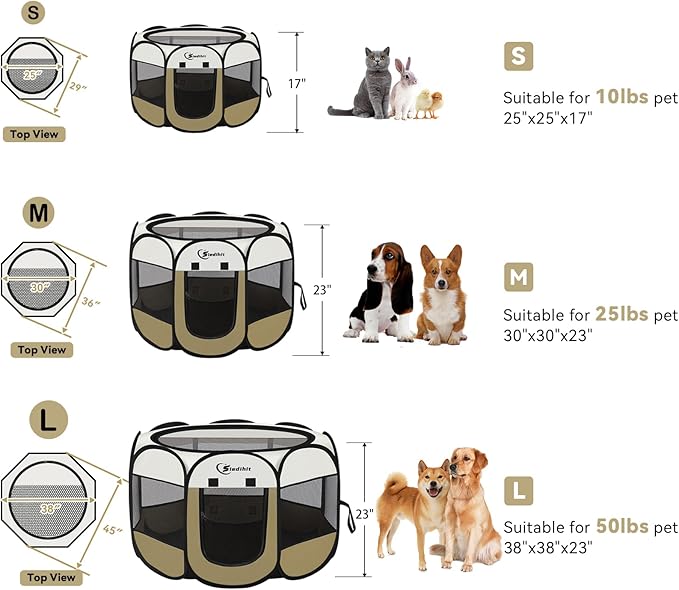 Siedihit Dog Cat Playpen, Small Puppy Pet Playpen, Dog Crate Tent Cage - Image 2
