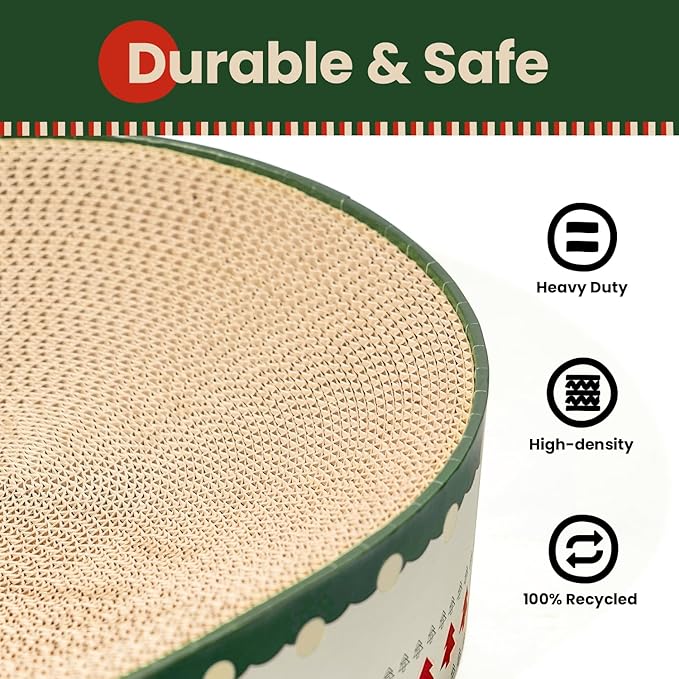 Conlun Cat Scratcher Bed, 2 in 1 Oval Cat Scratching Board - Image 4