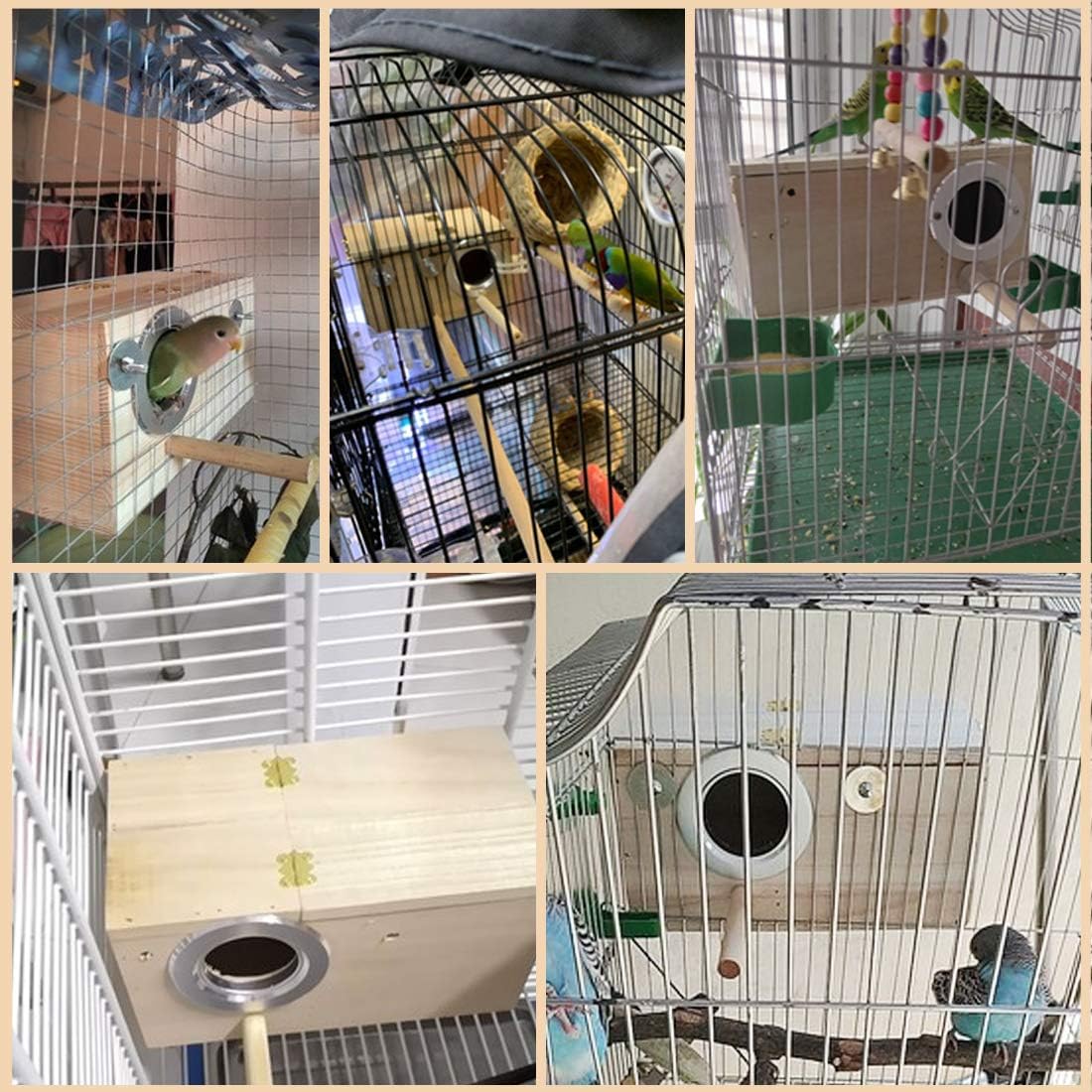 PINVNBY Parakeet Nesting Box Bird House Wood Breeding Box Parrots Mating Box for Lovebirds,Cockatoo,Budgie, Finch,Canary and Medium-Sized Birds(XL)