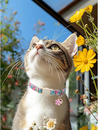 Cat Collar, Spring Green Leaf Flower Kitten Collar - Image 5