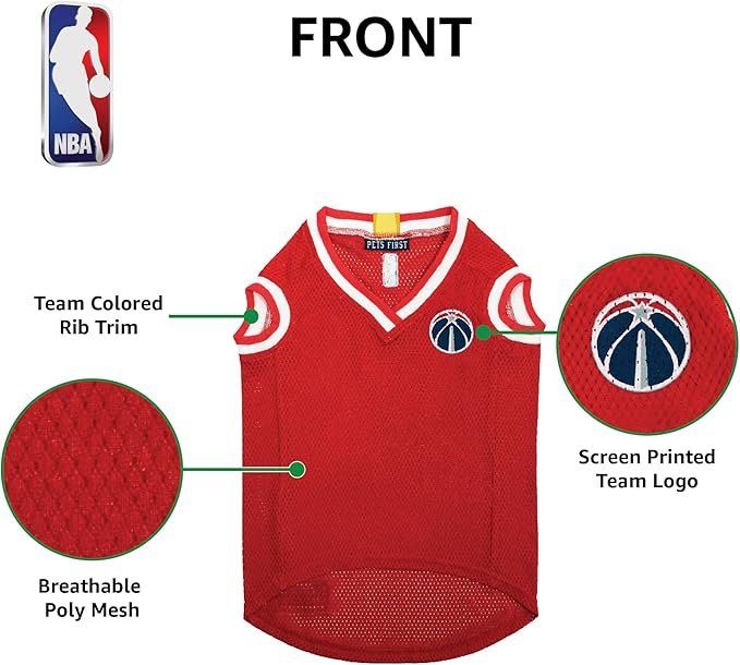 Pets First NBA WASHINGTON WIZARDS DOG Jersey, Large - Image 5