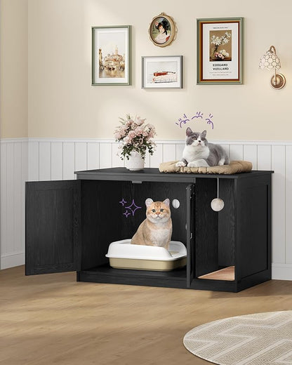 Hzuaneri Cat Litter Box Enclosure, Hidden Litter Box Cabinet Furniture - Image 3