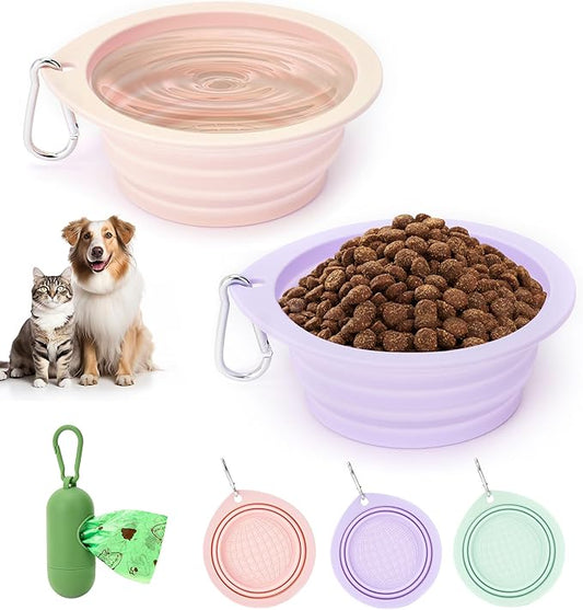 3 Pack Collapsible Dog Bowls, Pet Bowls by SONLUK