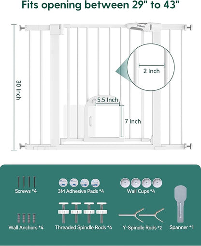 Babelio Baby Gate with Adjustable Cat Door, 29-43" Auto Close Durable Pet Door - Image 8