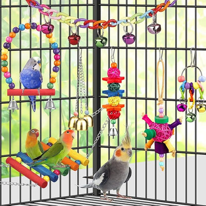 Bird Toys for Conures with Colorful Ladder Hammock Bird Cage Accerious Bird - Image 4