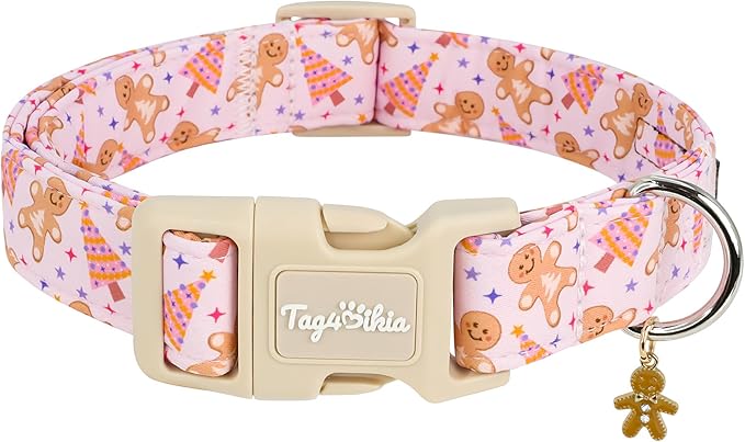 Christmas Dog Collar for Medium Dogs, Adjustable Exquisite Pink Dog Collar by Unknown