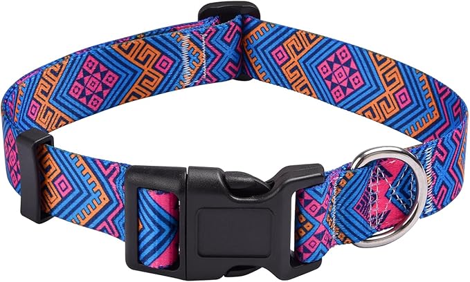 Mihqy Dog Collar with Bohemia Floral Tribal Geometric Patterns by Mihqy
