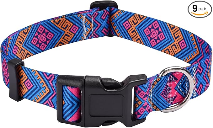 Mihqy Dog Collar with Bohemia Floral Tribal Geometric Patterns by Mihqy
