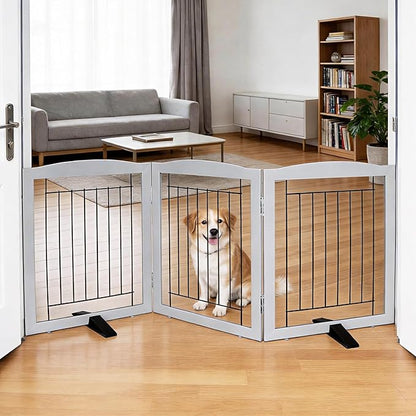 ZJSF Freestanding Dog Fence Indoor, Foldable Dog Gate by ZJSF
