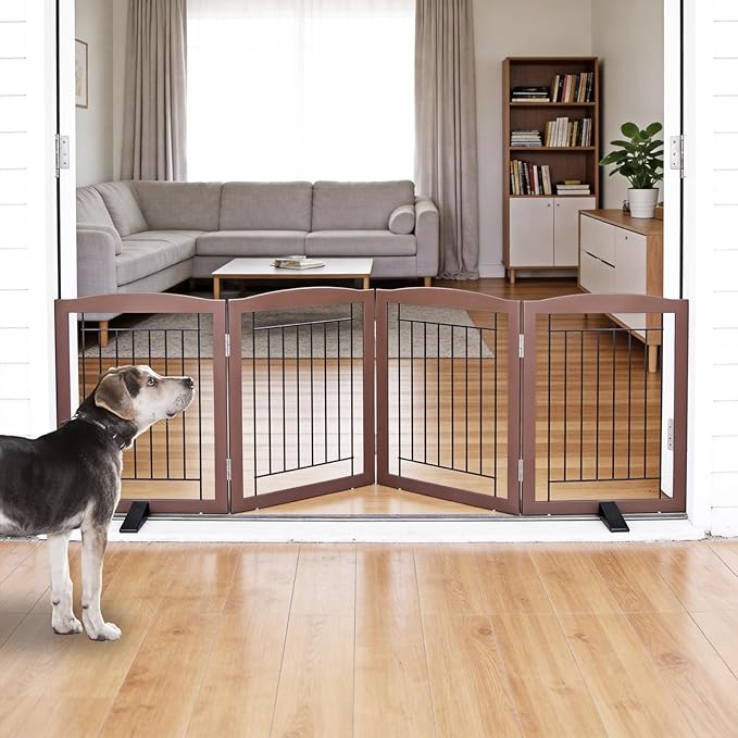 ZJSF Freestanding Dog Fence Indoor, Foldable Dog Gate by ZJSF