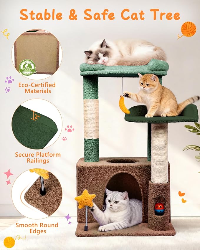 31" Cute Cat Tower for Indoor Kittens - Image 5