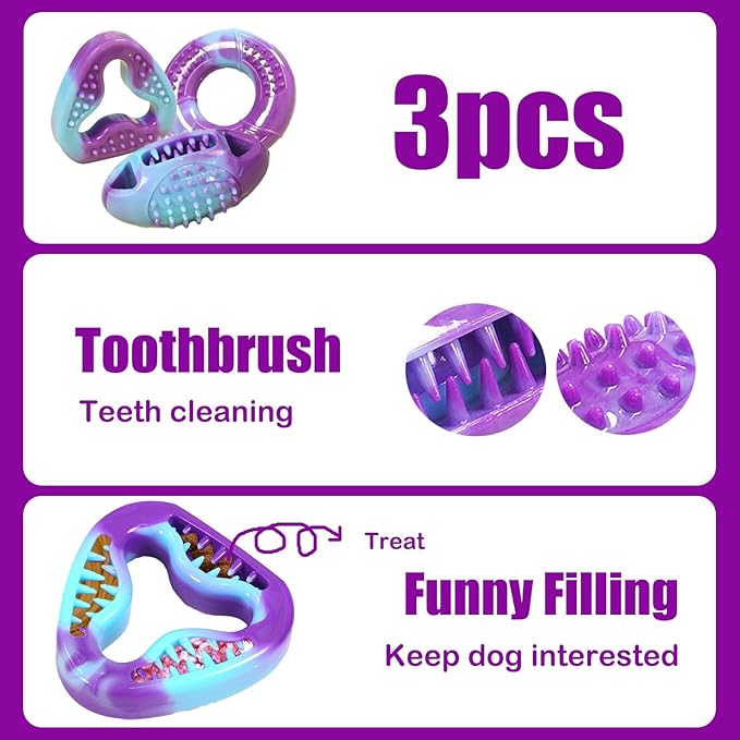 3 Pack TPR Rubber Chew Toys for Puppy, Small Dog & Senior Dog | Stuffable - Image 2