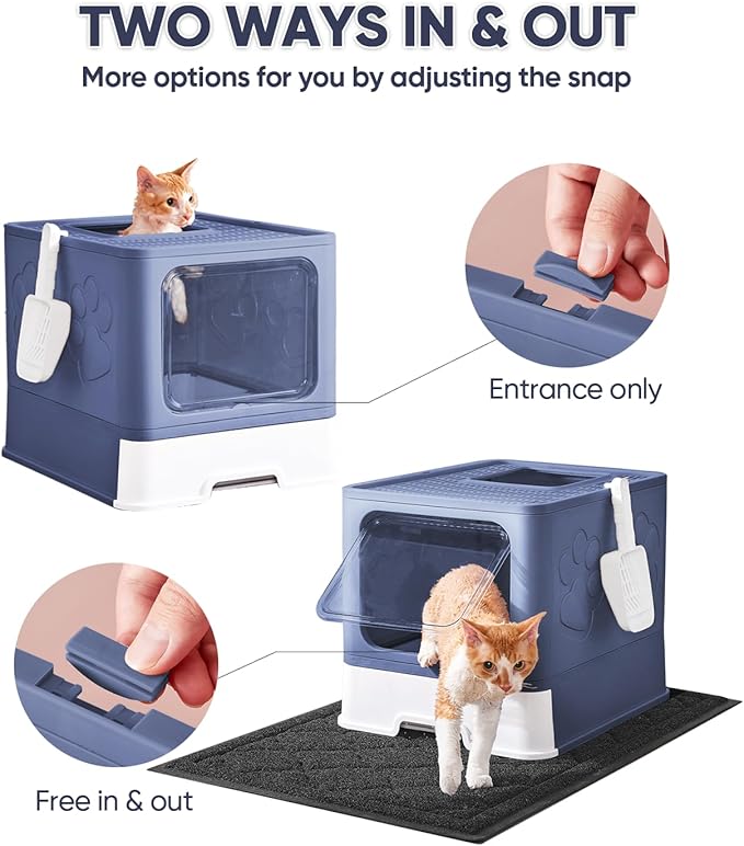 Medario Cat Litter Box with X-Large Litter Mat and Scoop, Large Covered Litter - Image 2