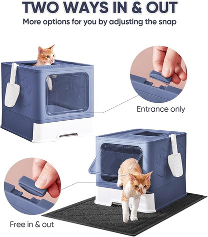 Medario Cat Litter Box with X-Large Litter Mat and Scoop, Large Covered Litter - Image 2