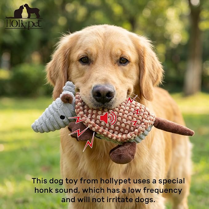 Hollypet Plush Dog Squeaky Toy Stuffed Armadillo Animal Pet Puppy Chew Toys - Image 5