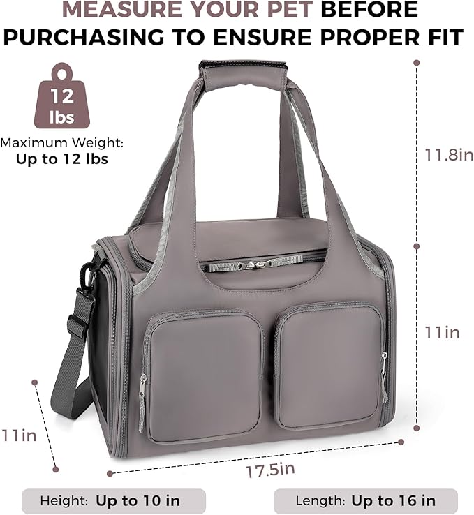 Dog, Cat Carrier for Pets Up to 12 Lbs, Airline Approved Collapsible Soft-Sided - Image 2