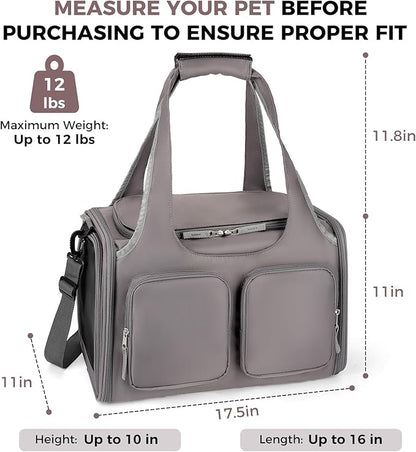 Dog, Cat Carrier for Pets Up to 12 Lbs, Airline Approved Collapsible Soft-Sided - Image 2