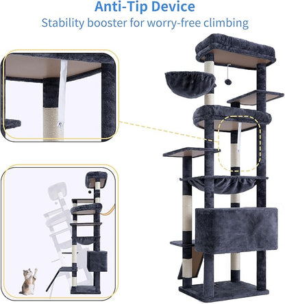 Heybly Tall Cat Tree for Large Cat, 80-inch Multi-Level Cat Tower for Indoor - Image 6