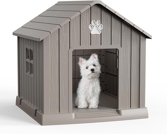 VIXZEN Dog House Outdoor, 31 Inches Weatherproof Resin Dog House Indoor Large by Vixzen