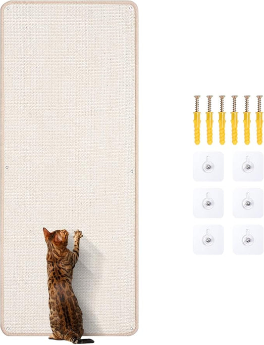 Natural Sisal Cat Scratcher Mat, Wall Scratcher Carpet, Cat Climbing Wall by Uranshin