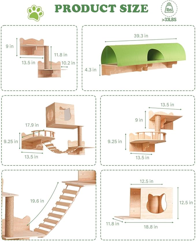 Cat Wall Shelves, 18 in 1 Cat Wall Furniture - Image 7