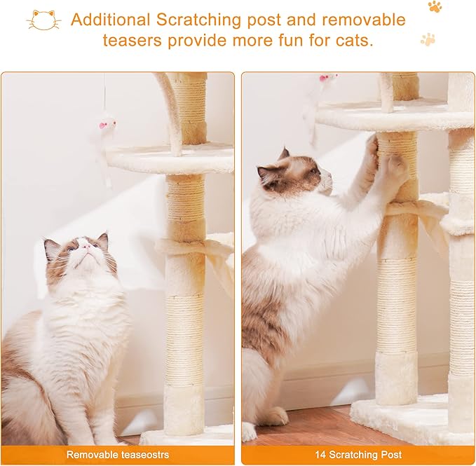 Heybly Cat Tree, 70 inches Tall Cat Tower condo - Image 6