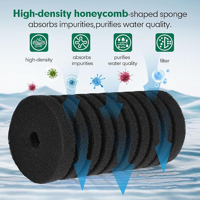 AQQA Replacement Aquarium Filter Sponge 4 Pack - Image 2