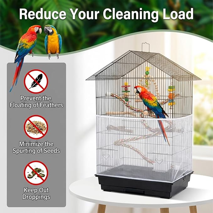 Large Bird Cage Seed Catcher Adjustable Soft Airy Skirt Guard Birdcage Nylon - Image 4