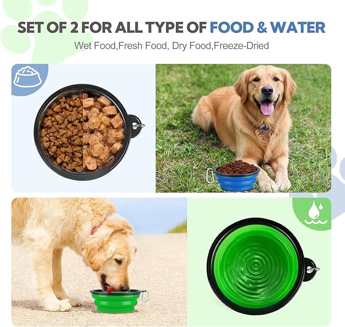 Collapsible Dog Bowl Large 2 Pack, Dog Water Bowls - Image 3