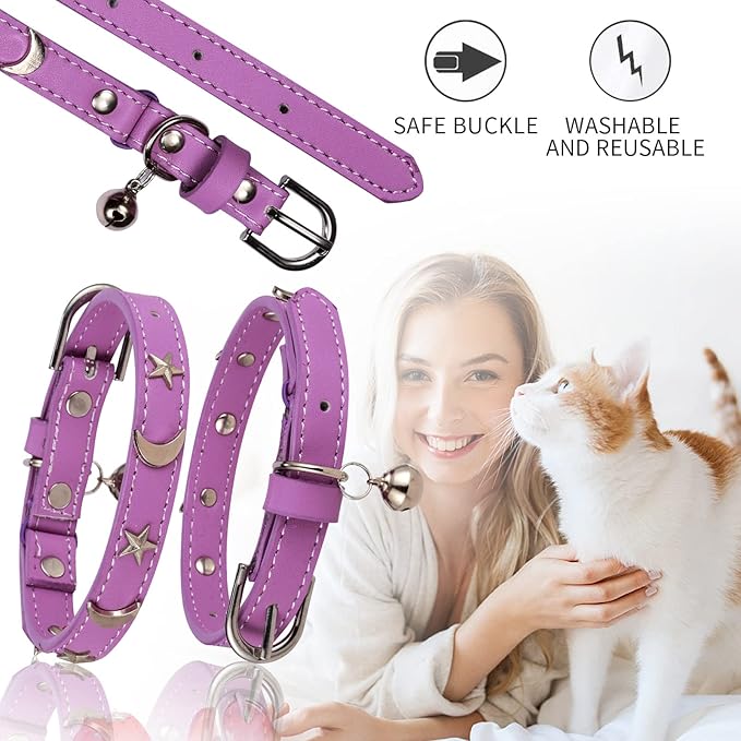 CHUKCHI Leather Cat Collars for Boy Girl Cats - Image 4