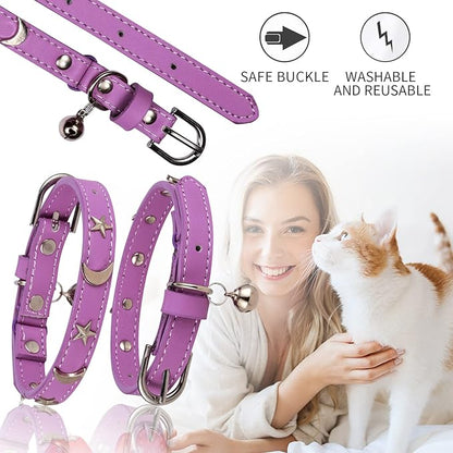 CHUKCHI Leather Cat Collars for Boy Girl Cats - Image 4