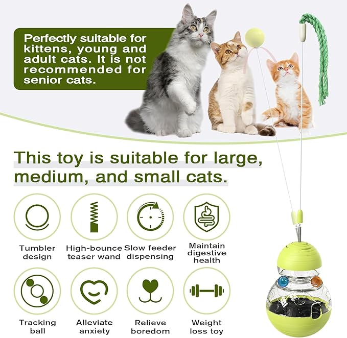 TLKNG Cat Toy for Indoor Cats Wobble Treat Dispenser Ball Kitten Food Dispenser - Image 2