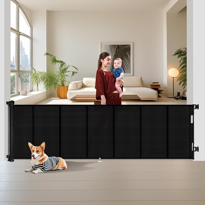 Miumoon 150 inch Retractable Baby Gates 34 inch Tall, Retractable Gate by MiumoonBabyGates