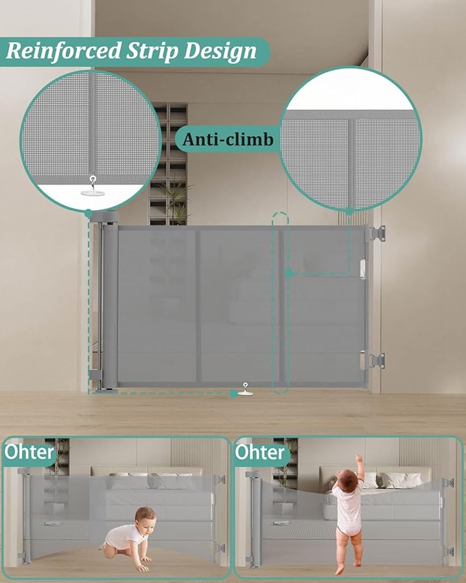 Miumoon 71 inch Retractable Baby Gates 34 inch Tall, Retractable Gate - Image 2