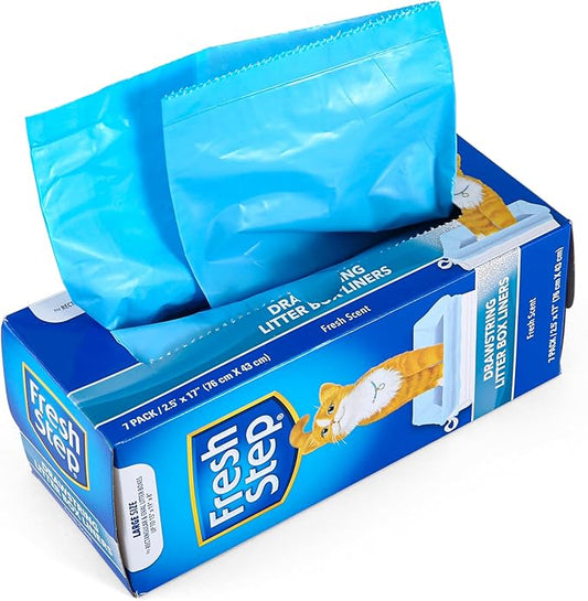 Fresh Step Drawstring Cat Litter Box Liners, Scented Heavy Duty Kitty Litter by FreshStep