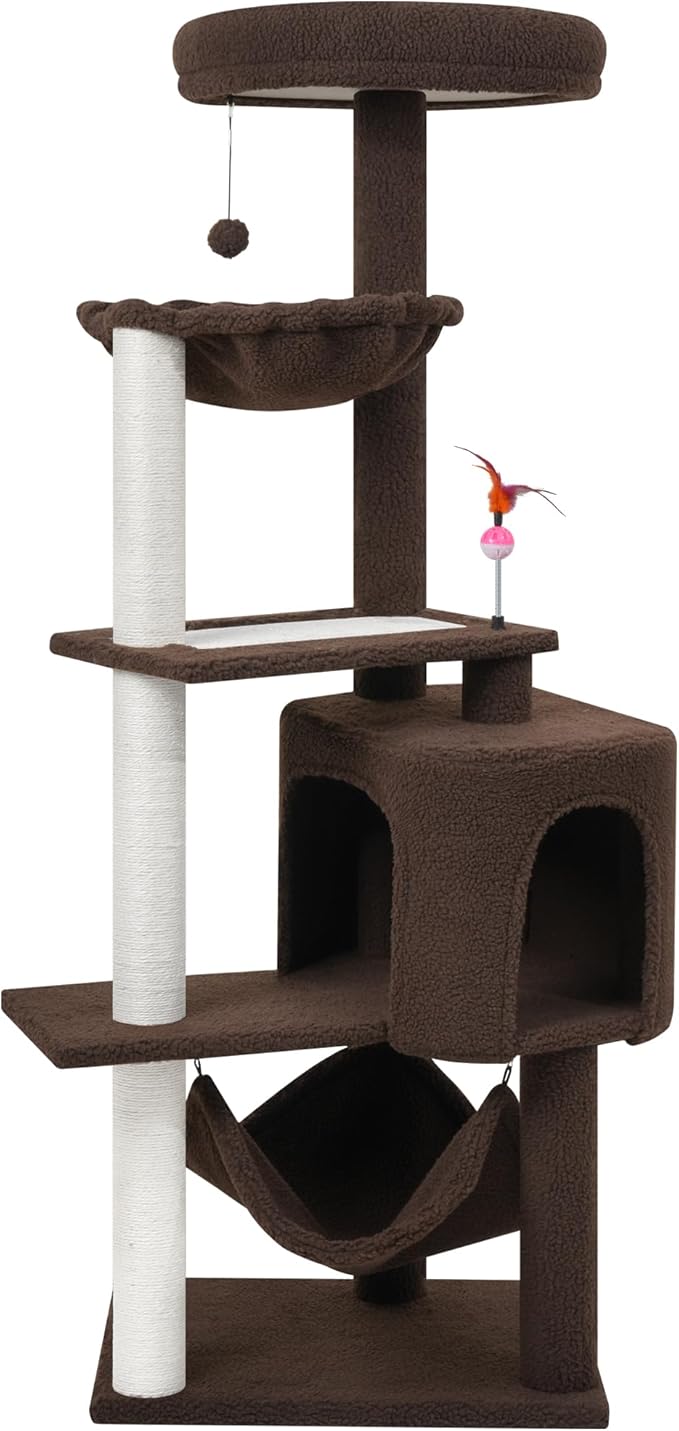 YUNIQUE Cat Tree with Cat Condo Scratch Posts Scratch Tablet and Big Hammock by YUNIQUE